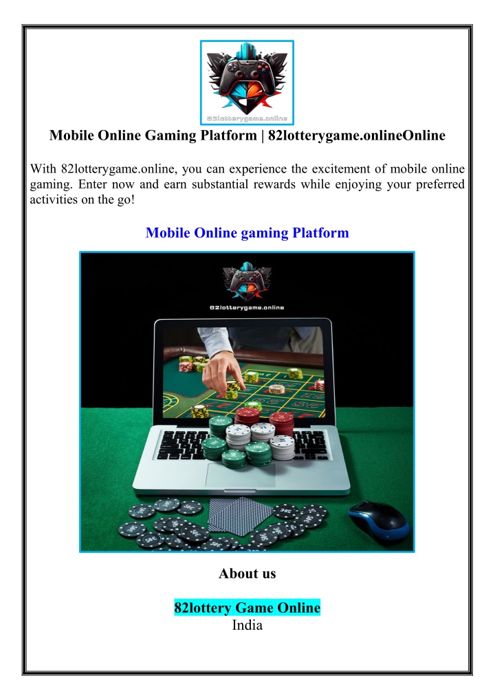 mobile online gaming platform 82lotterygame