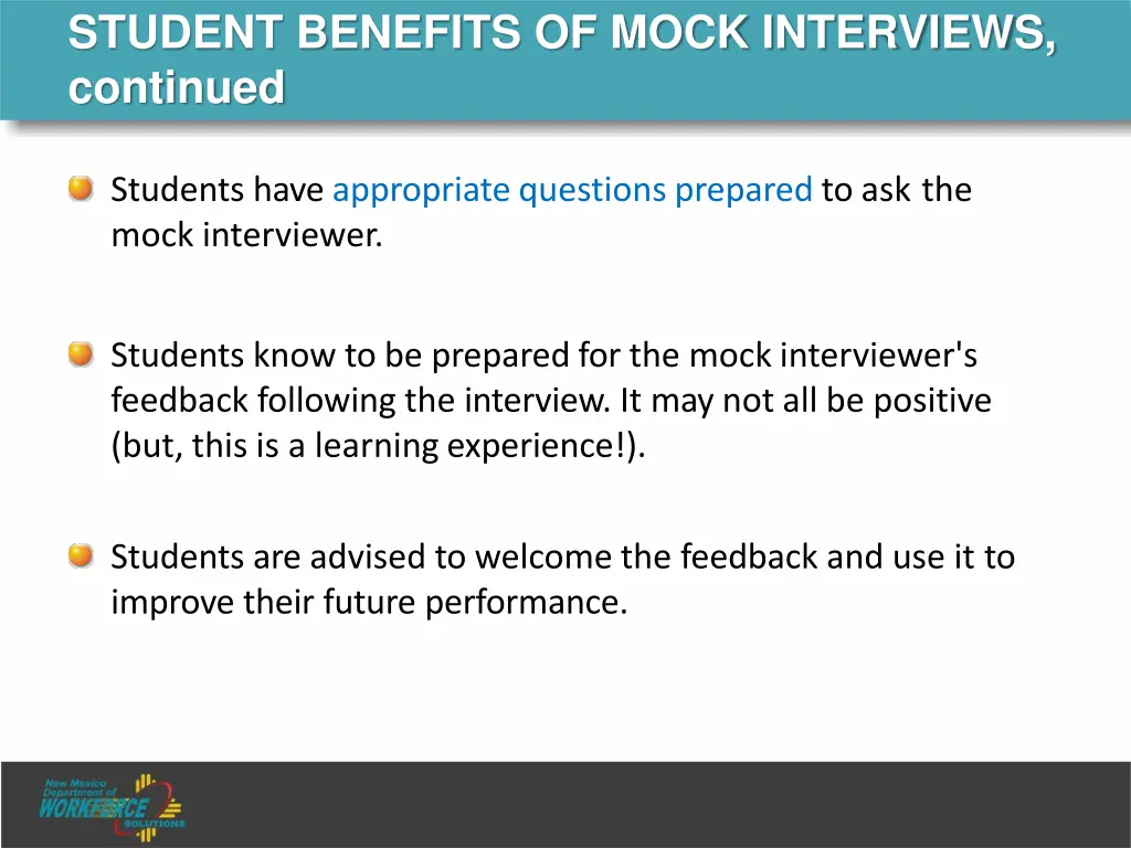 student benefits of mock interviews continued