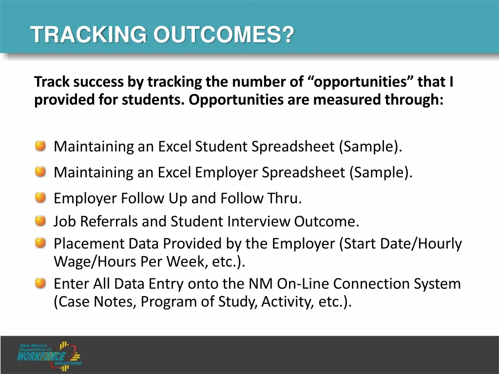 tracking outcomes