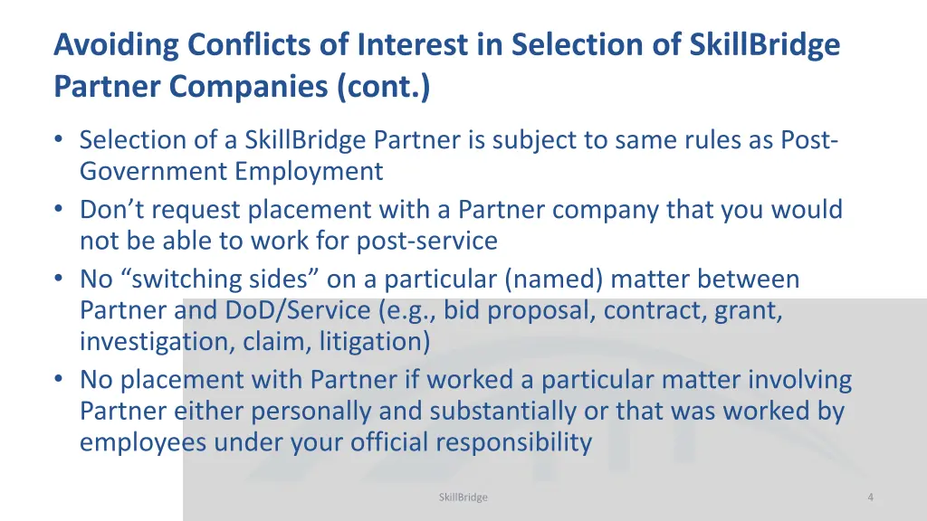 avoiding conflicts of interest in selection 1