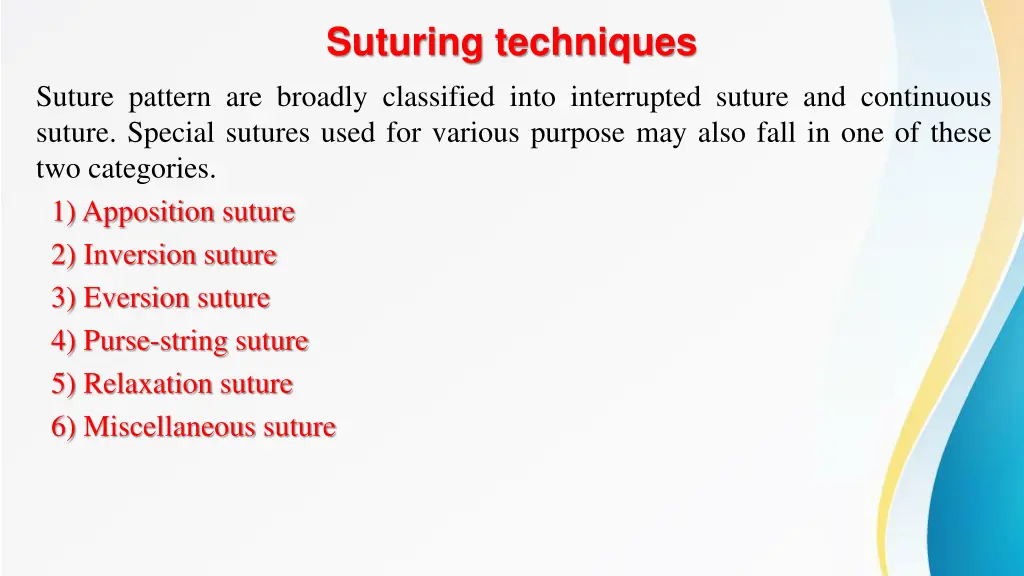 suturing techniques