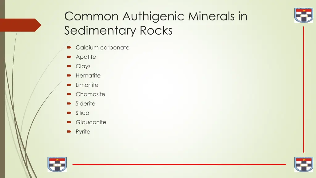 common authigenic minerals in sedimentary rocks