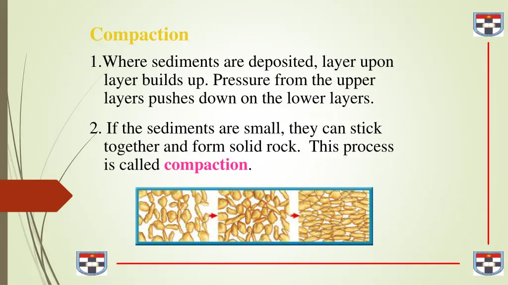 compaction 1 where sediments are deposited layer