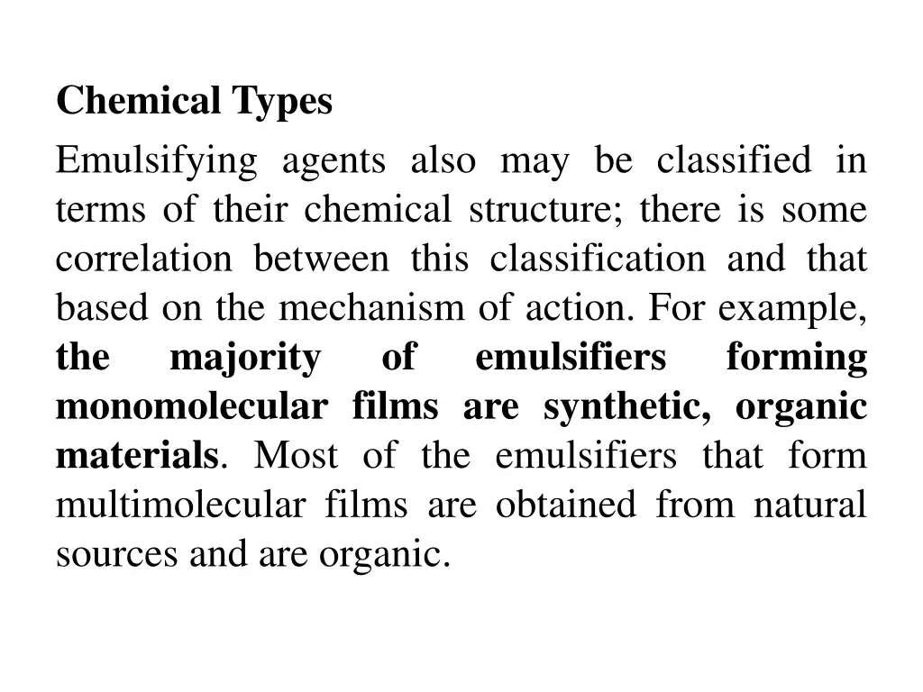 chemical types emulsifying agents also