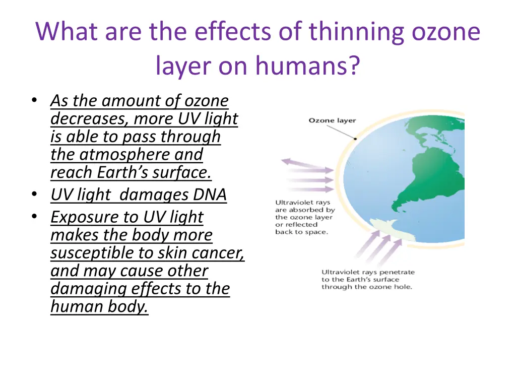 what are the effects of thinning ozone layer