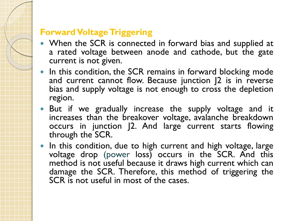 forward voltage triggering when