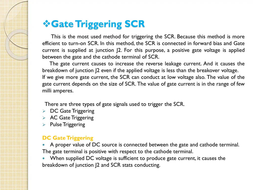 gate triggering scr