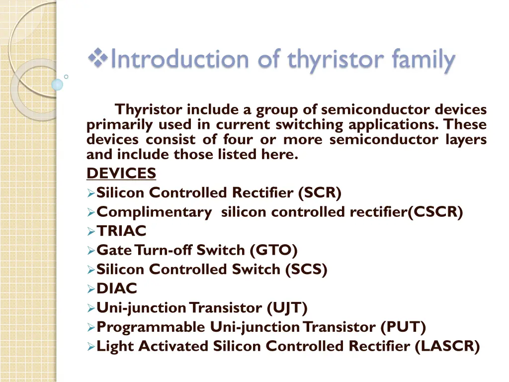 introduction of thyristor family