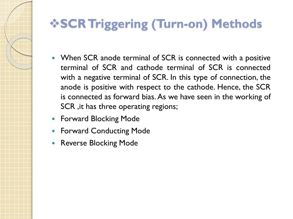 scr triggering turn on methods