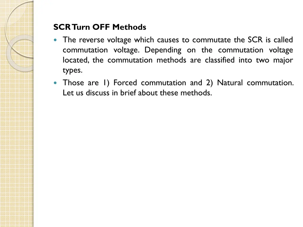 scr turn off methods the reverse voltage which