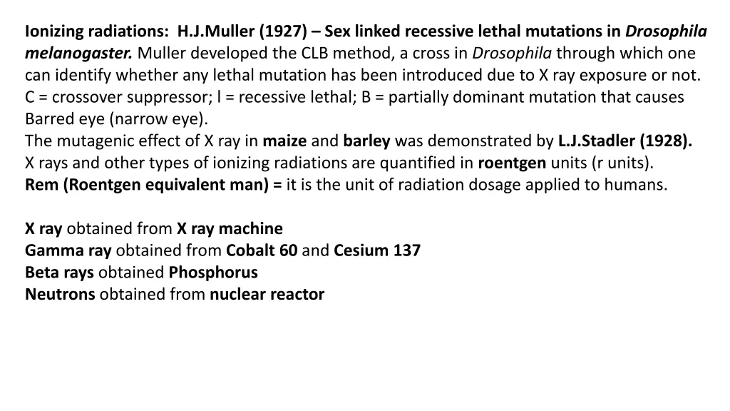 ionizing radiations h j muller 1927 sex linked