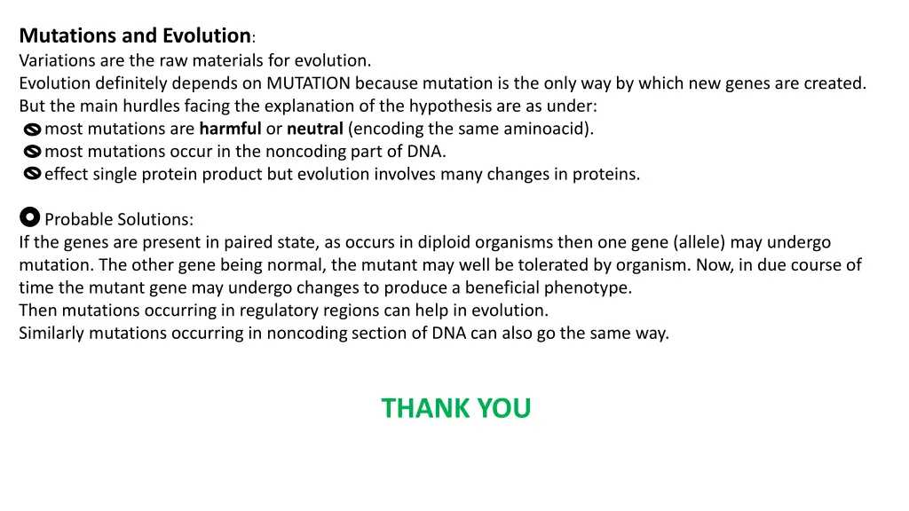 mutations and evolution variations