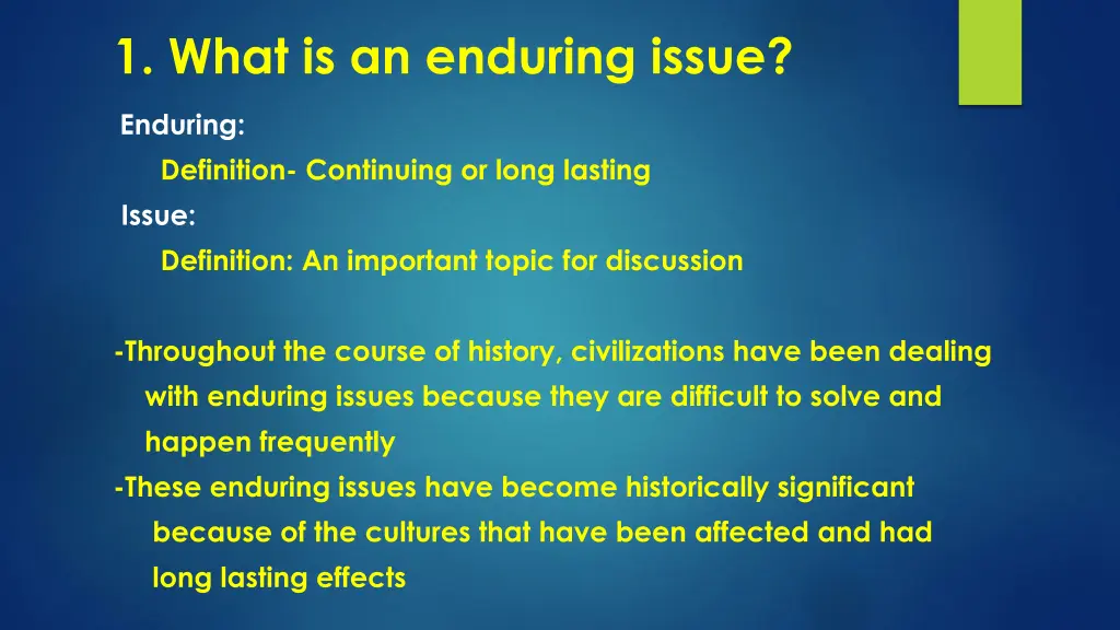 1 what is an enduring issue