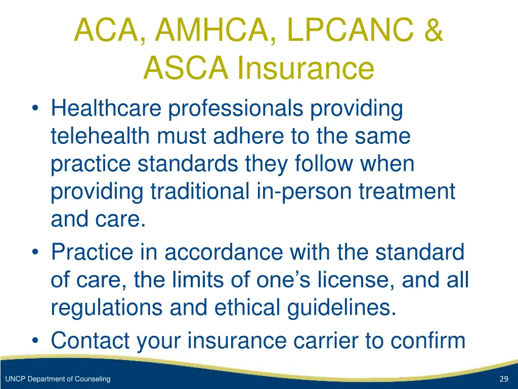 aca amhca lpcanc asca insurance healthcare