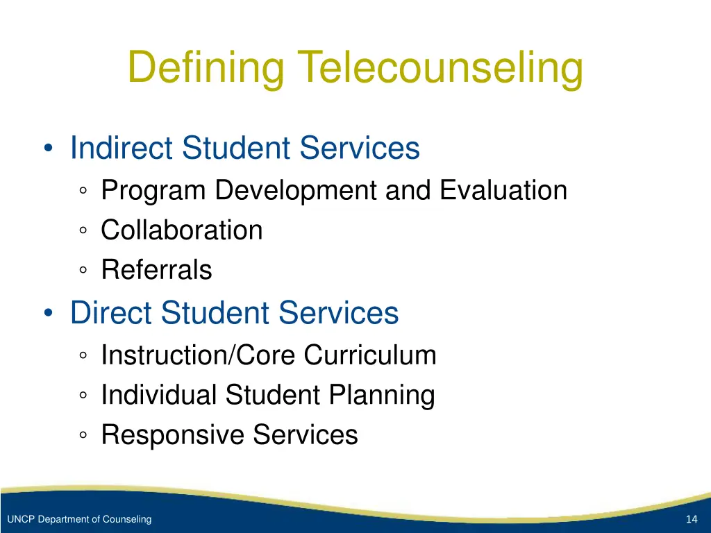 defining telecounseling 1