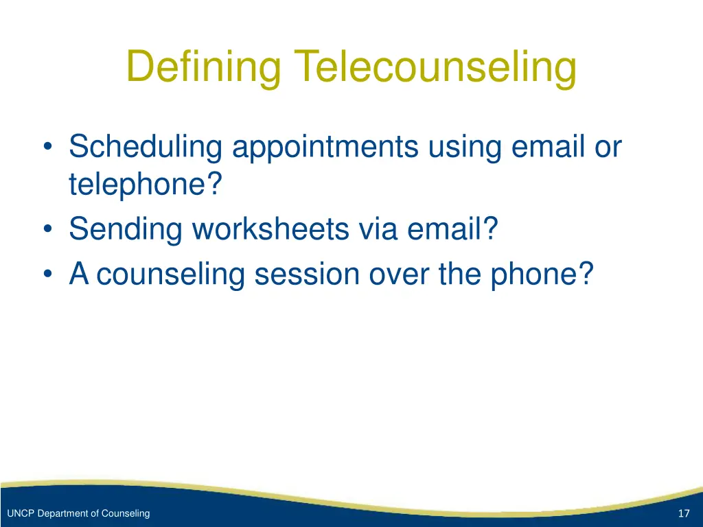 defining telecounseling 2