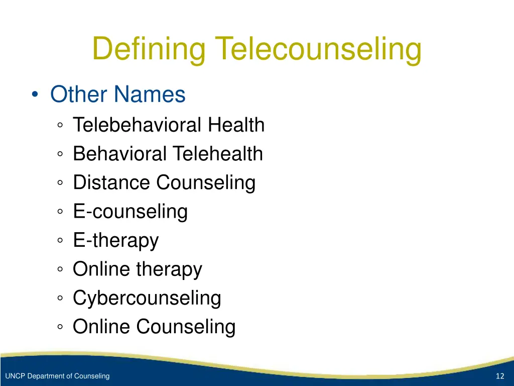 defining telecounseling