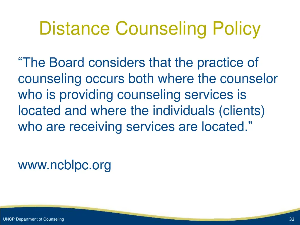 distance counseling policy 1