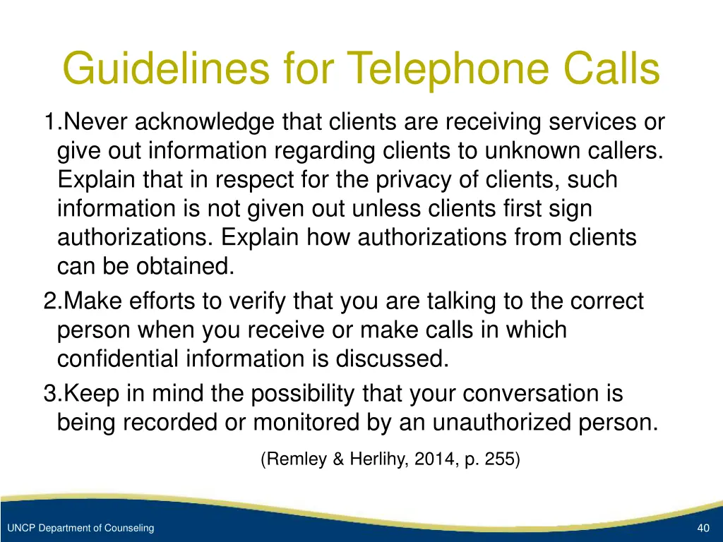 guidelines for telephone calls