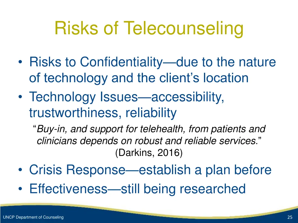 risks of telecounseling