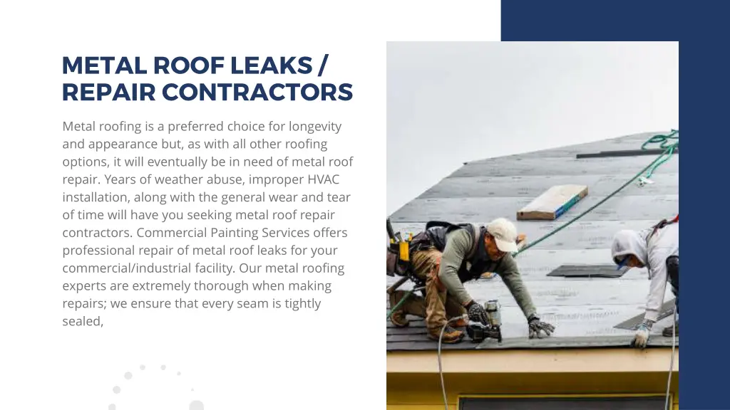 metal roof leaks repair contractors