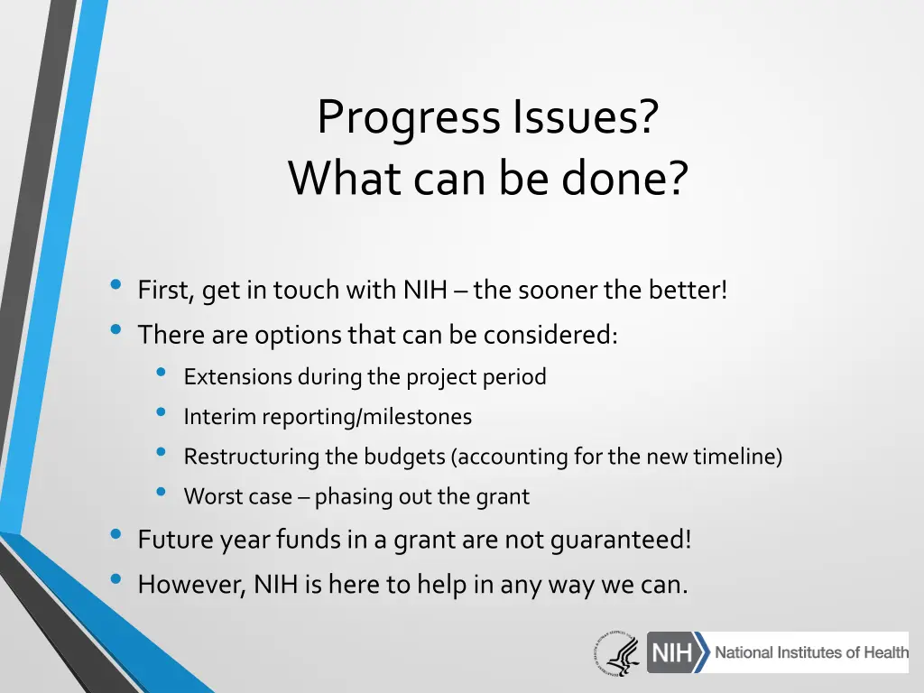 progress issues what can be done