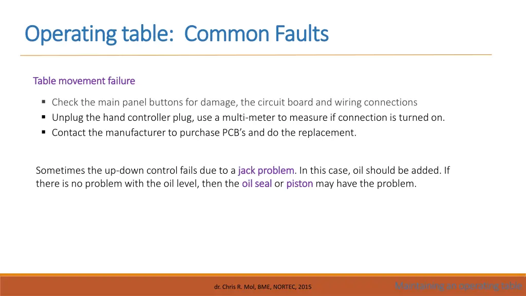 operating table common faults operating table