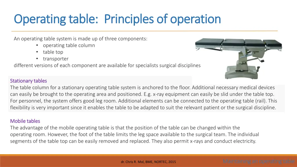 operating table principles of operation operating