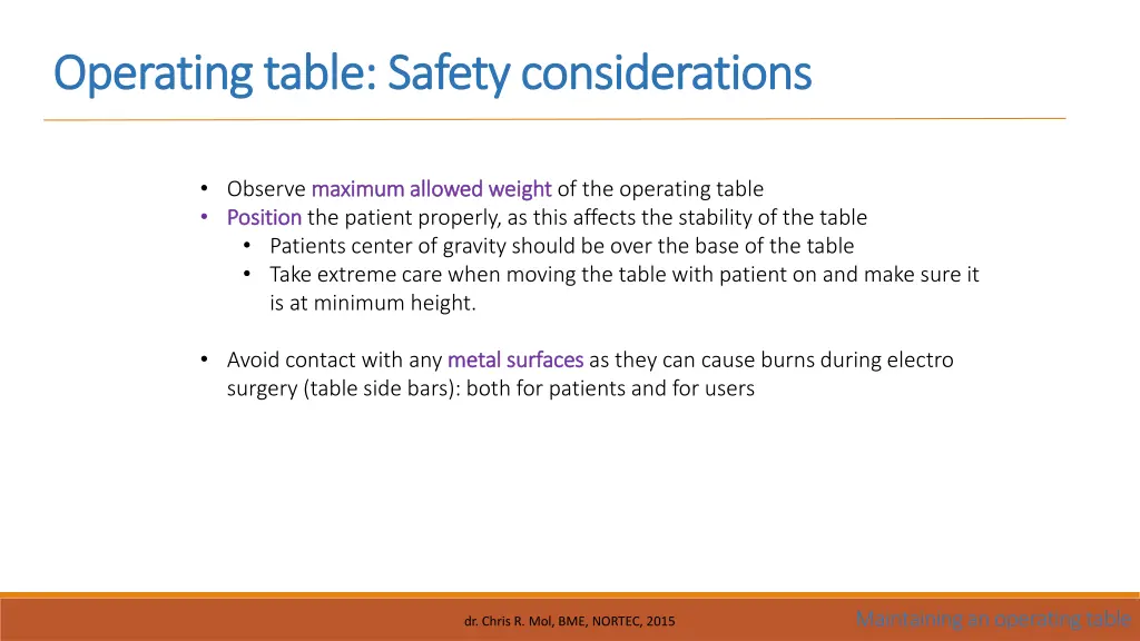 operating table safety considerations operating