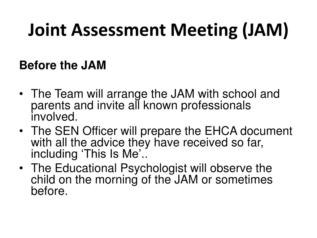 joint assessment meeting jam