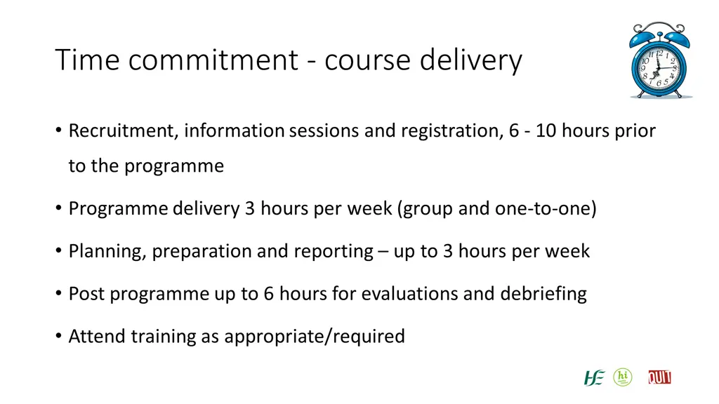 time commitment course delivery