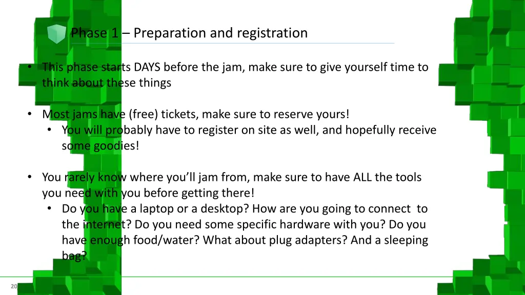 phase 1 preparation and registration