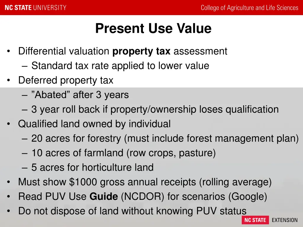 present use value