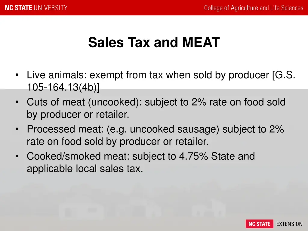 sales tax and meat