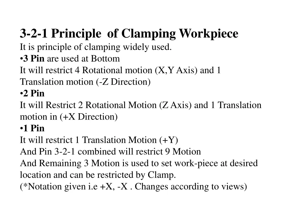 3 2 1 principle of clamping workpiece