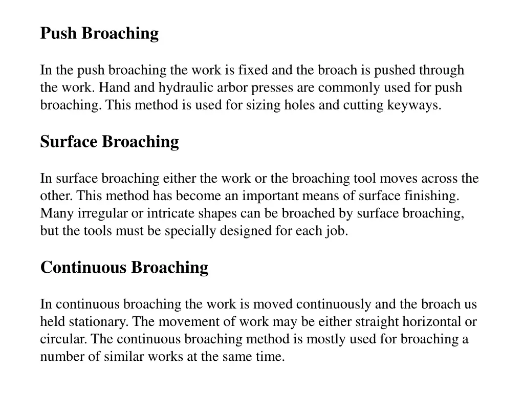 push broaching