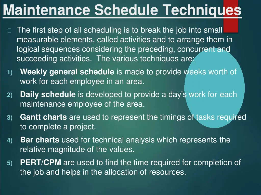 maintenance schedule techniques