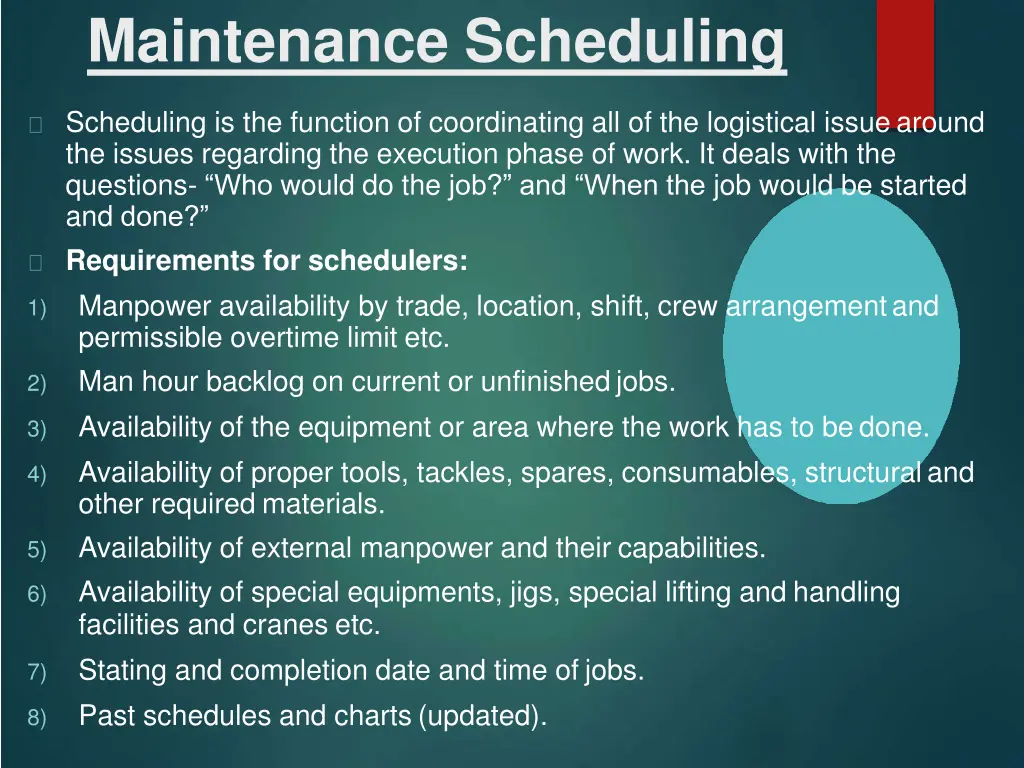 maintenance scheduling