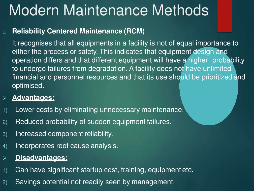 modern maintenance methods