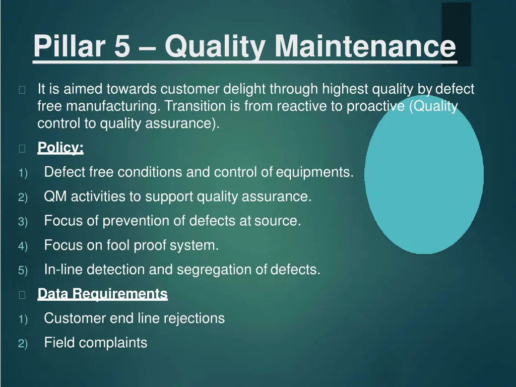 pillar 5 quality maintenance