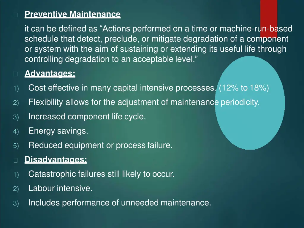 preventive maintenance