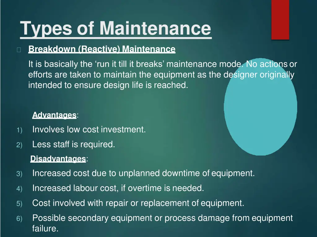 types of maintenance