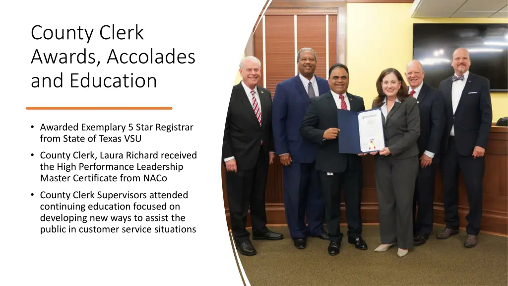 county clerk awards accolades and education