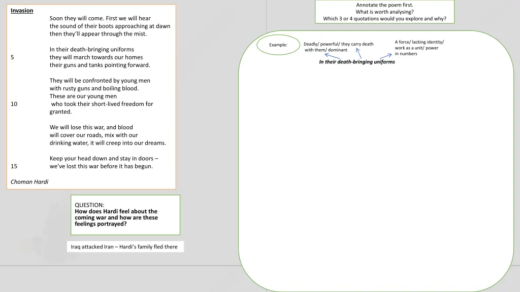 annotate the poem first what is worth analysing