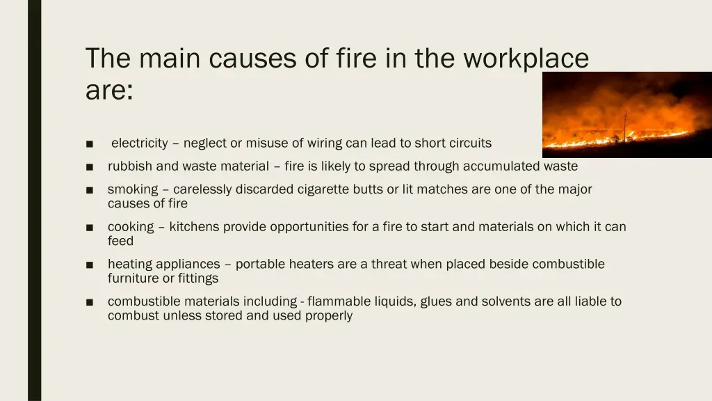 the main causes of fire in the workplace are