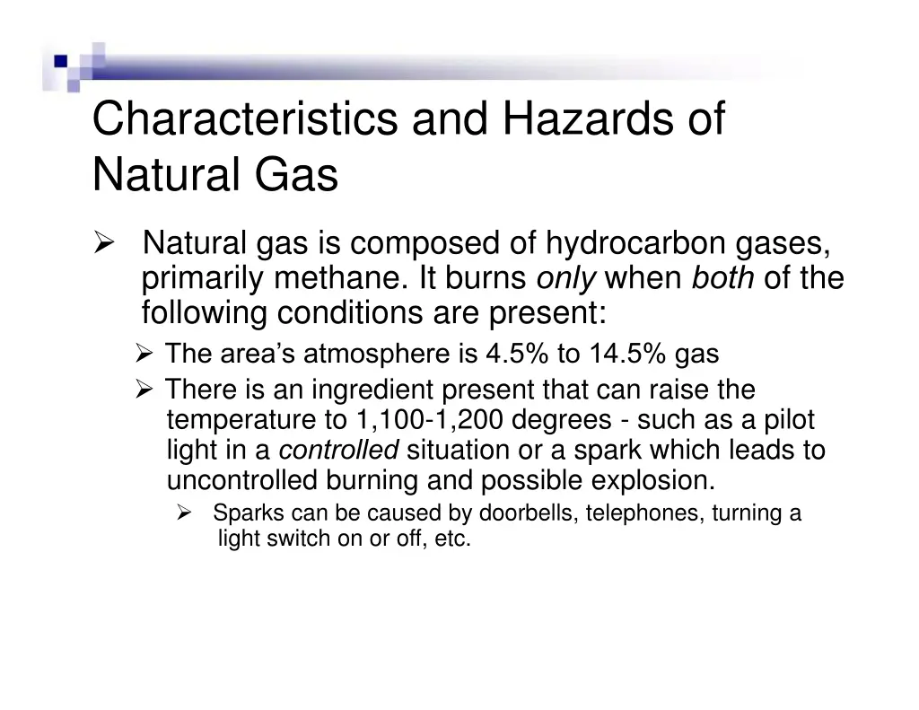 characteristics and hazards of natural gas