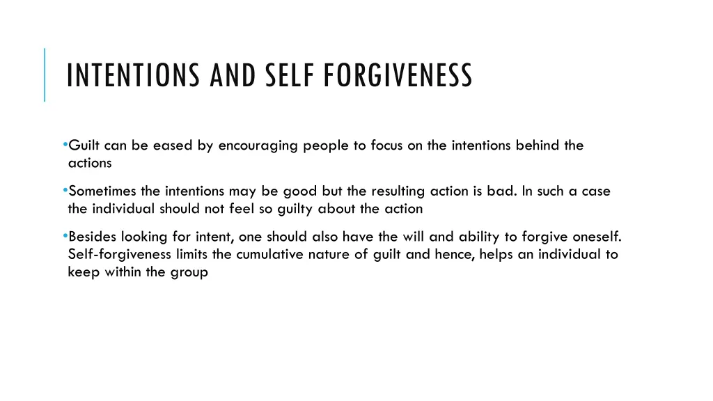 intentions and self forgiveness