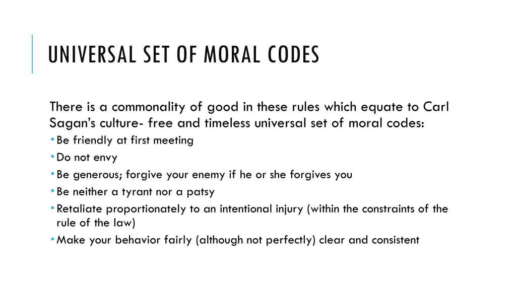 universal set of moral codes