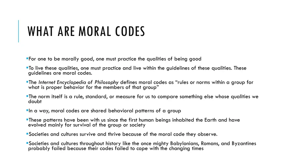 what are moral codes