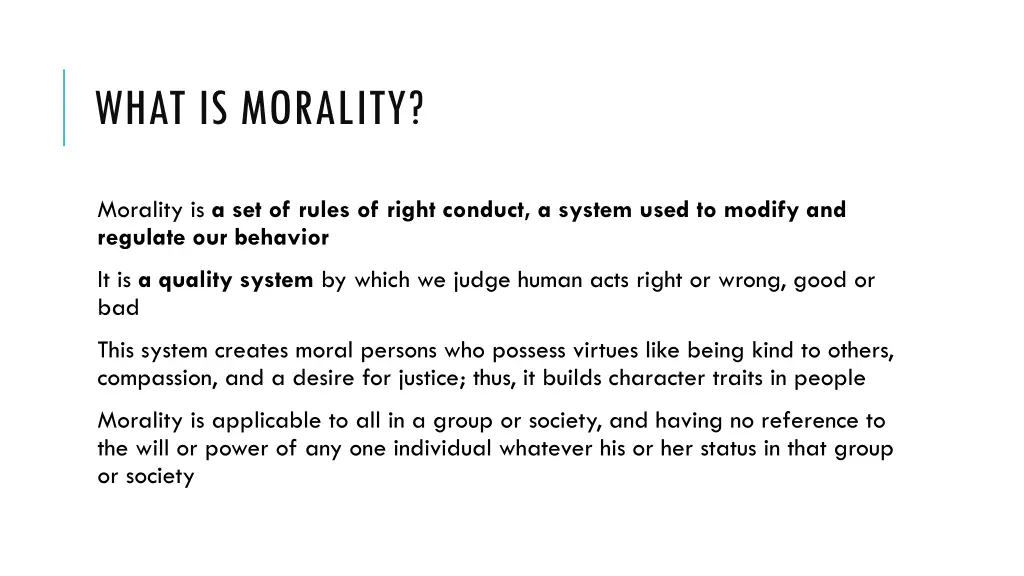 what is morality